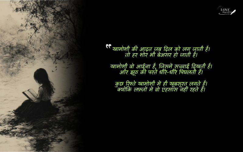 खामोशी शायरी 2 लाइन